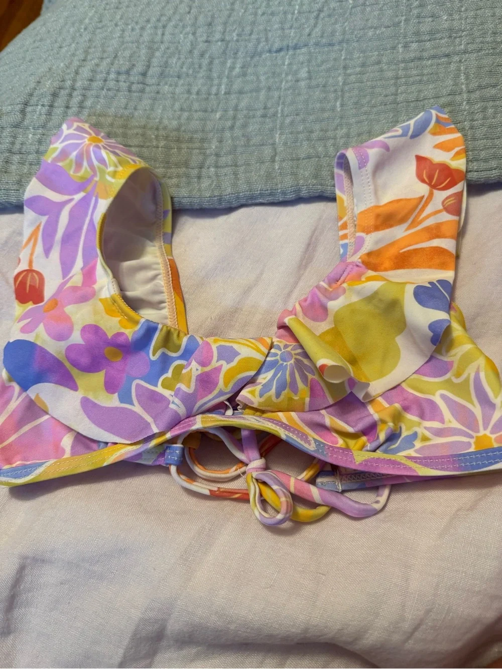 Raisins Girls Floral Ruffle Bikini - Purple, Yellow, Orange, Pink